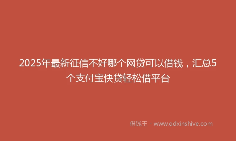 2025年最新征信不好哪个网贷可以借钱，汇总5个支付宝快贷轻松借平台