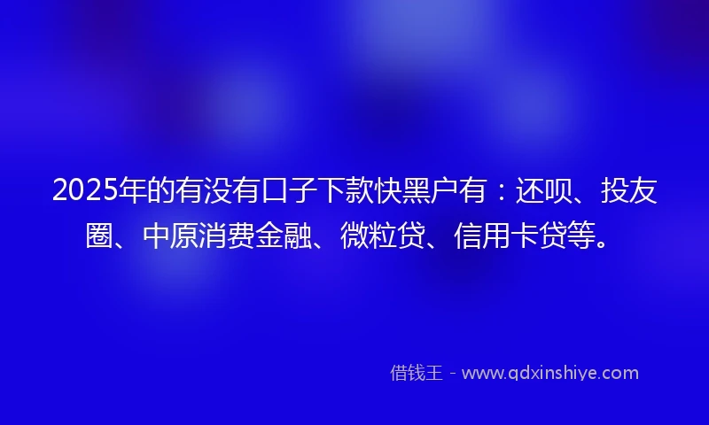 2025年的有没有口子下款快黑户有：还呗、投友圈、中原消费金融、微粒贷、信用卡贷等。