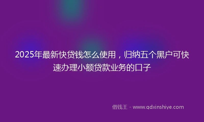 2025年最新快贷钱怎么使用，归纳五个黑户可快速办理小额贷款业务的口子