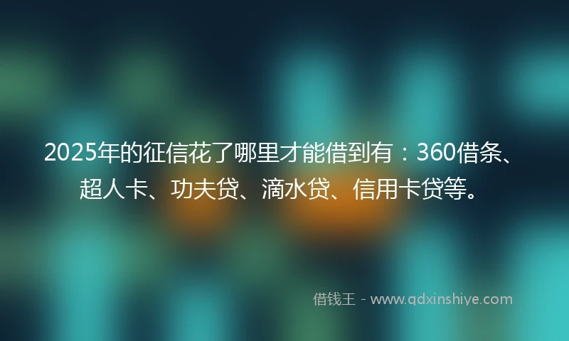 2025年的征信花了哪里才能借到有：360借条、超人卡、功夫贷、滴水贷、信用卡贷等。