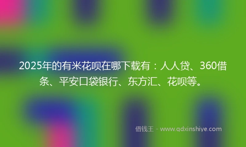2025年的有米花呗在哪下载有：人人贷、360借条、平安口袋银行、东方汇、花呗等。