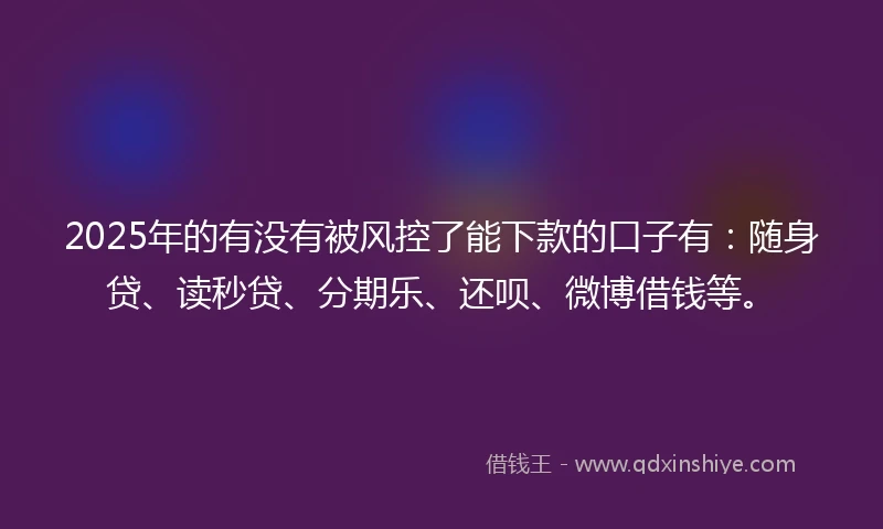 2025年的有没有被风控了能下款的口子有：随身贷、读秒贷、分期乐、还呗、微博借钱等。