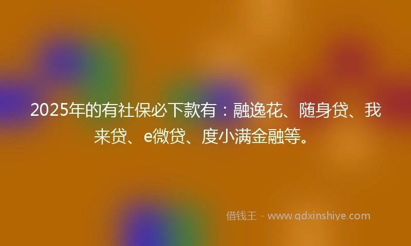 2025年的有社保必下款有：融逸花、随身贷、我来贷、e微贷、度小满金融等。