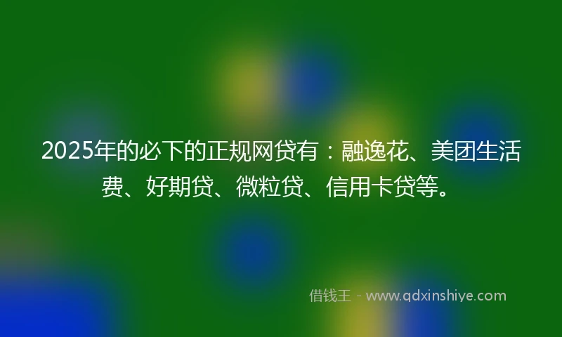 2025年的必下的正规网贷有：融逸花、美团生活费、好期贷、微粒贷、信用卡贷等。