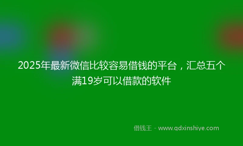 2025年最新微信比较容易借钱的平台，汇总五个满19岁可以借款的软件