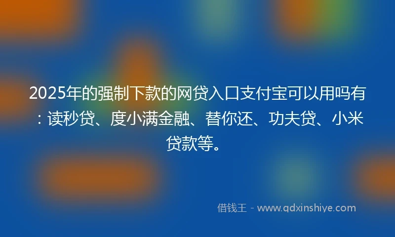 2025年的强制下款的网贷入口支付宝可以用吗有：读秒贷、度小满金融、替你还、功夫贷、小米贷款等。