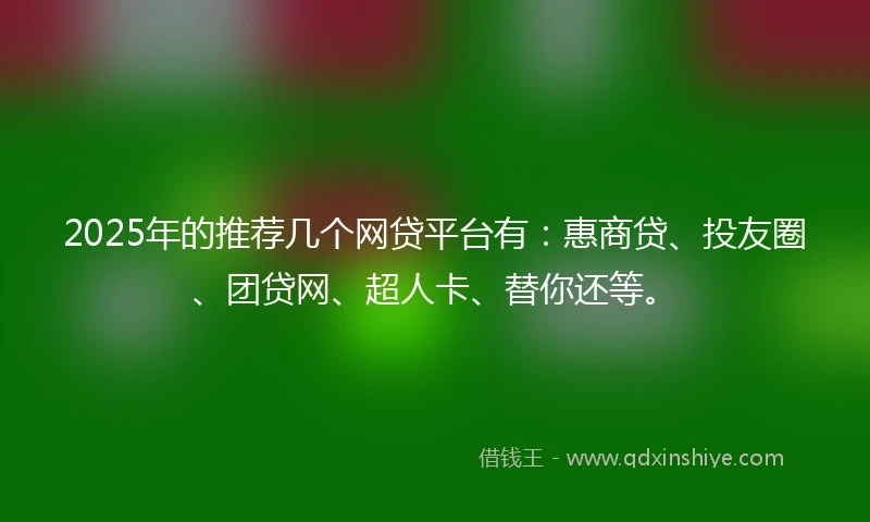 2025年的推荐几个网贷平台有：惠商贷、投友圈、团贷网、超人卡、替你还等。