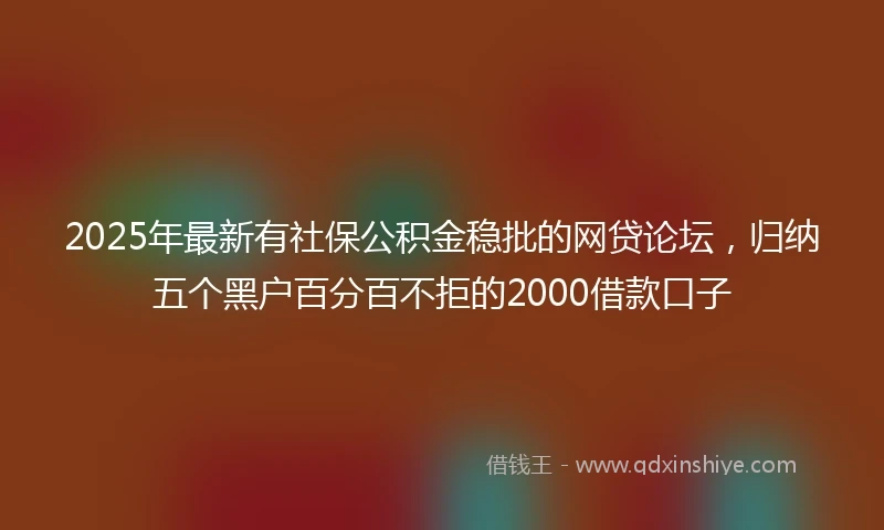 2025年最新有社保公积金稳批的网贷论坛，归纳五个黑户百分百不拒的2000借款口子