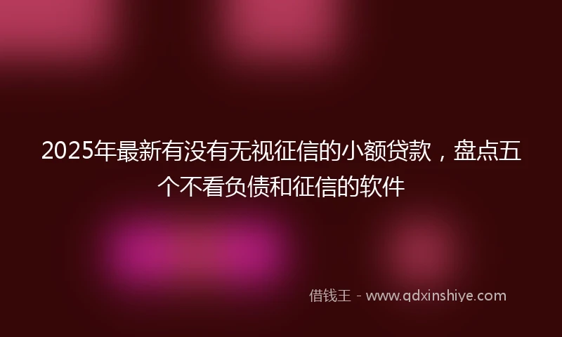 2025年最新有没有无视征信的小额贷款，盘点五个不看负债和征信的软件