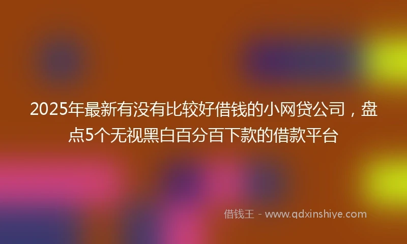 2025年最新有没有比较好借钱的小网贷公司，盘点5个无视黑白百分百下款的借款平台