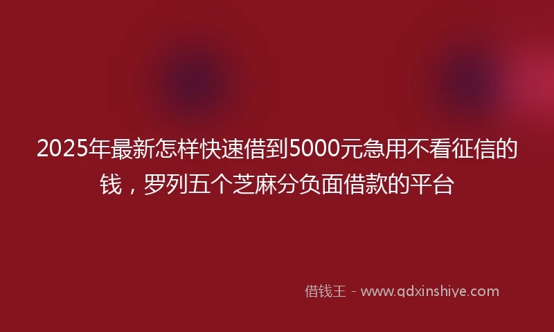 2025年最新怎样快速借到5000元急用不看征信的钱，罗列五个芝麻分负面借款的平台