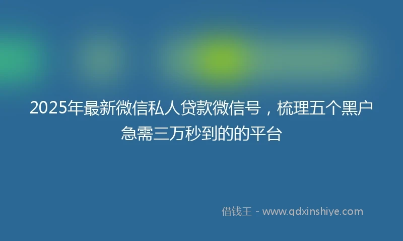 2025年最新微信私人贷款微信号，梳理五个黑户急需三万秒到的的平台