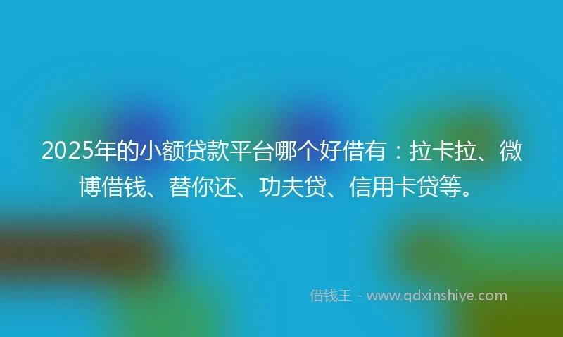 2025年的小额贷款平台哪个好借有：拉卡拉、微博借钱、替你还、功夫贷、信用卡贷等。