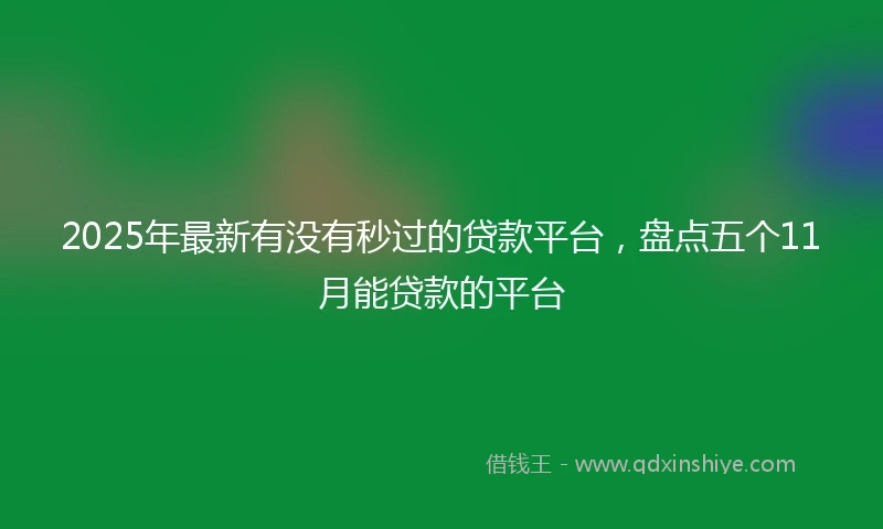 2025年最新有没有秒过的贷款平台，盘点五个11月能贷款的平台
