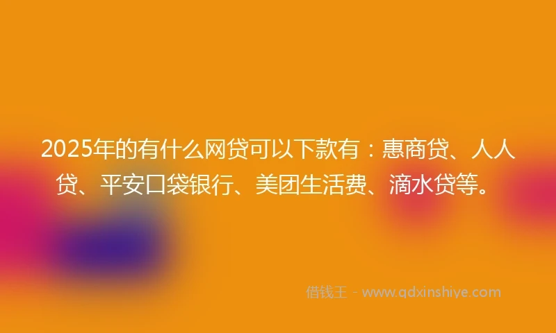 2025年的有什么网贷可以下款有：惠商贷、人人贷、平安口袋银行、美团生活费、滴水贷等。