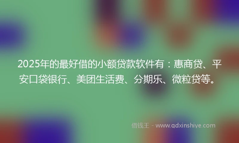 2025年的最好借的小额贷款软件有：惠商贷、平安口袋银行、美团生活费、分期乐、微粒贷等。