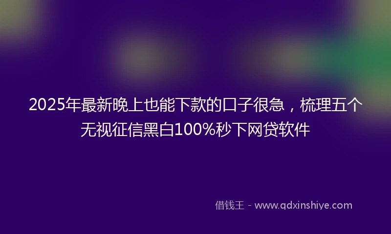 2025年最新晚上也能下款的口子很急，梳理五个无视征信黑白100%秒下网贷软件
