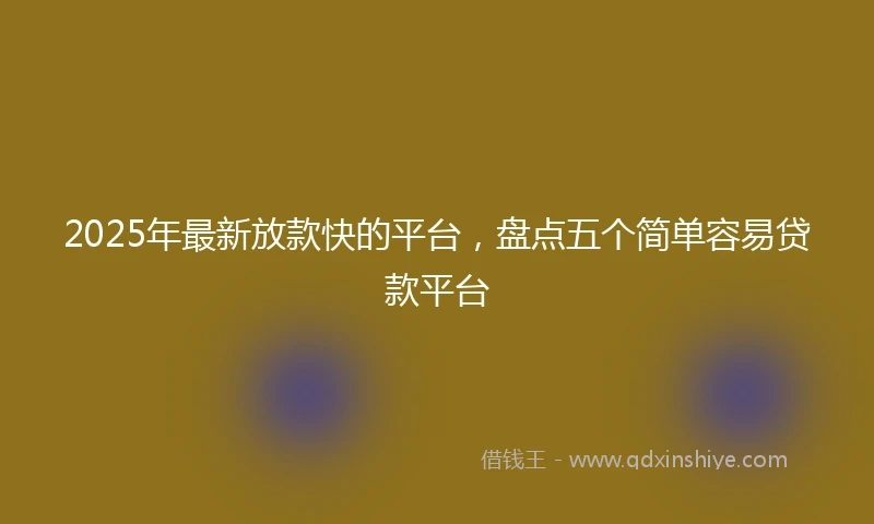 2025年最新放款快的平台，盘点五个简单容易贷款平台