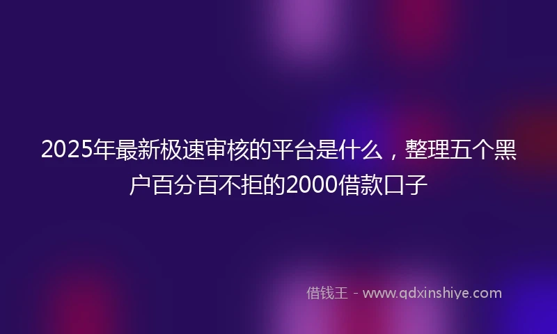2025年最新极速审核的平台是什么，整理五个黑户百分百不拒的2000借款口子
