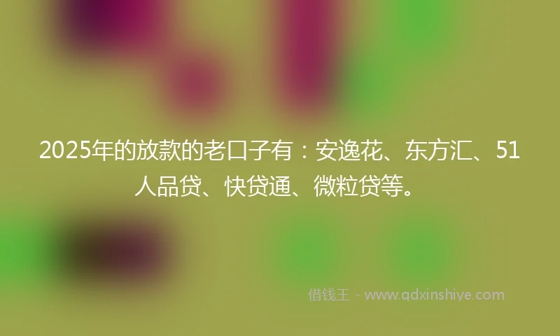 2025年的放款的老口子有：安逸花、东方汇、51人品贷、快贷通、微粒贷等。