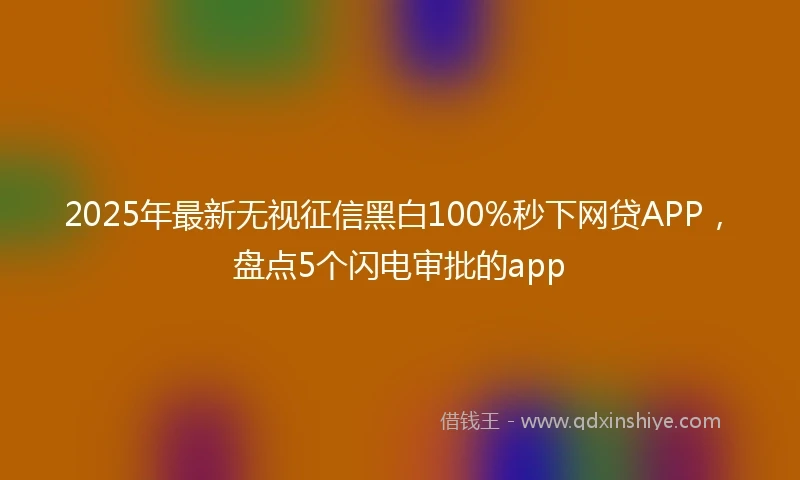 2025年最新无视征信黑白100%秒下网贷APP，盘点5个闪电审批的app