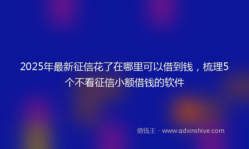 2025年最新征信花了在哪里可以借到钱，梳理5个不看征信小额借钱的软件