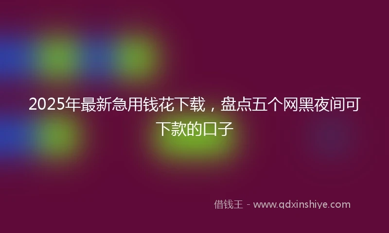 2025年最新急用钱花下载，盘点五个网黑夜间可下款的口子
