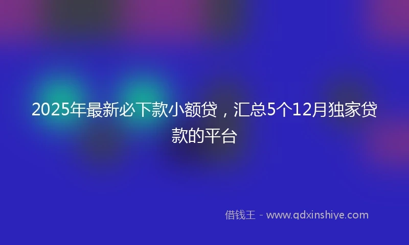 2025年最新必下款小额贷，汇总5个12月独家贷款的平台