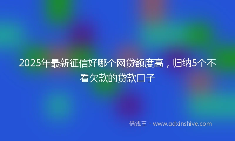 2025年最新征信好哪个网贷额度高,归纳5个不看欠款的贷款口子