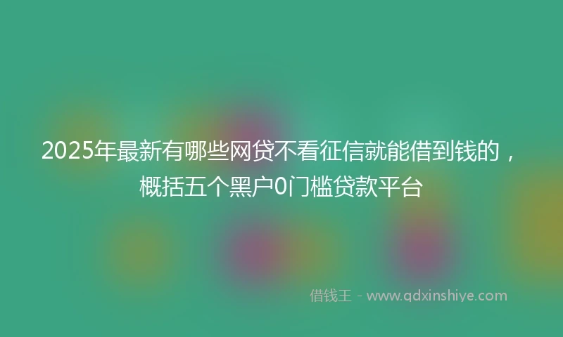 2025年最新有哪些网贷不看征信就能借到钱的，概括五个黑户0门槛贷款平台