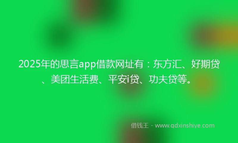 2025年的思言app借款网址有：东方汇、好期贷、美团生活费、平安i贷、功夫贷等。