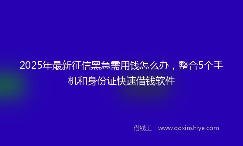 2025年最新征信黑急需用钱怎么办，整合5个手机和身份证快速借钱软件