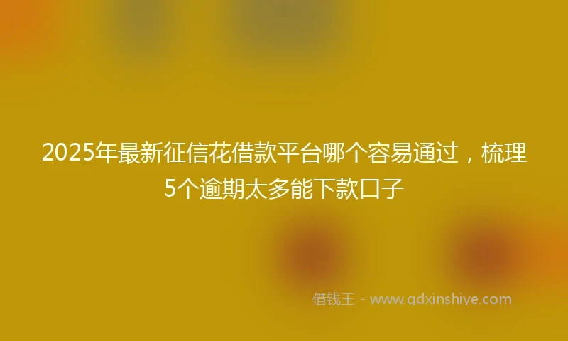 2025年最新征信花借款平台哪个容易通过，梳理5个逾期太多能下款口子