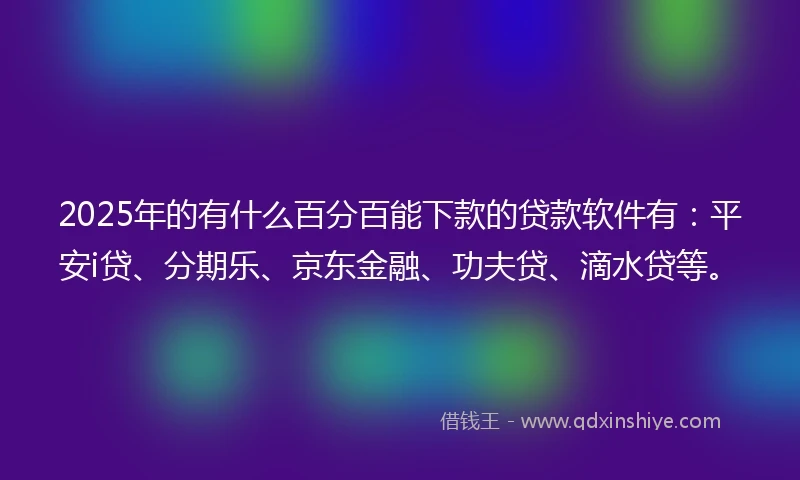 2025年的有什么百分百能下款的贷款软件有：平安i贷、分期乐、京东金融、功夫贷、滴水贷等。