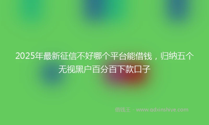 2025年最新征信不好哪个平台能借钱，归纳五个无视黑户百分百下款口子