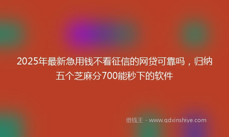 2025年最新急用钱不看征信的网贷可靠吗，归纳五个芝麻分700能秒下的软件