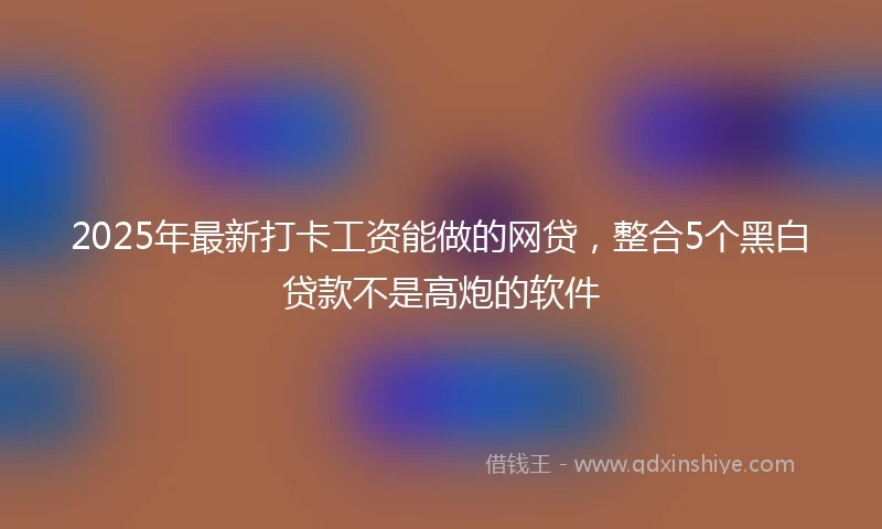 2025年最新打卡工资能做的网贷，整合5个黑白贷款不是高炮的软件