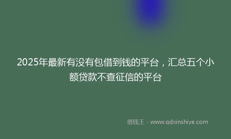 2025年最新有没有包借到钱的平台，汇总五个小额贷款不查征信的平台