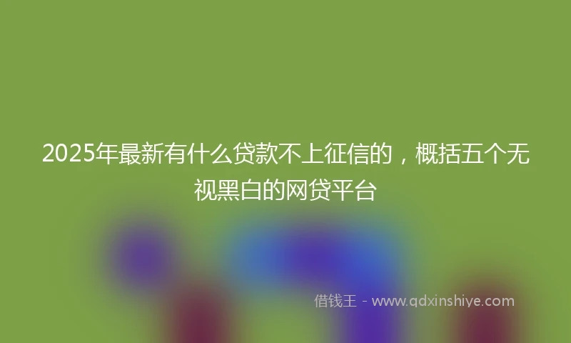 2025年最新有什么贷款不上征信的，概括五个无视黑白的网贷平台