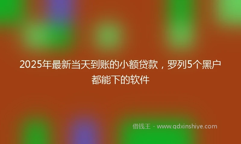 2025年最新当天到账的小额贷款，罗列5个黑户都能下的软件