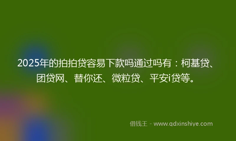 2025年的拍拍贷容易下款吗通过吗有：柯基贷、团贷网、替你还、微粒贷、平安i贷等。