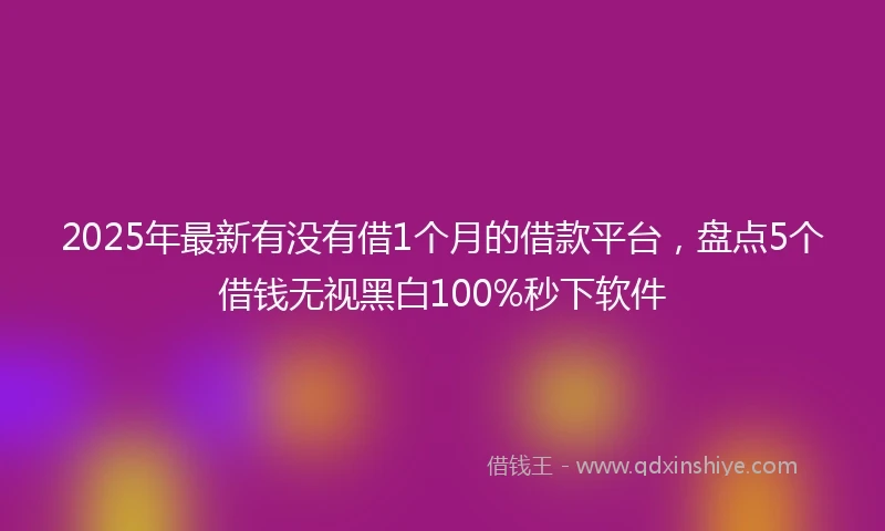 2025年最新有没有借1个月的借款平台，盘点5个借钱无视黑白100%秒下软件