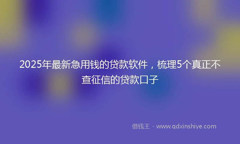 2025年最新急用钱的贷款软件，梳理5个真正不查征信的贷款口子