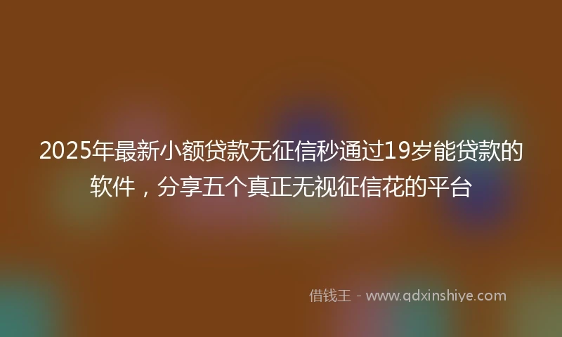 2025年最新小额贷款无征信秒通过19岁能贷款的软件，分享五个真正无视征信花的平台