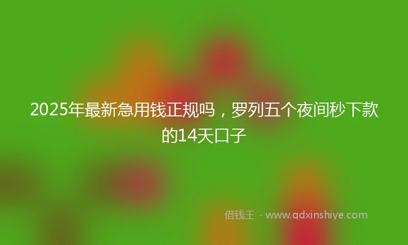 2025年最新急用钱正规吗，罗列五个夜间秒下款的14天口子