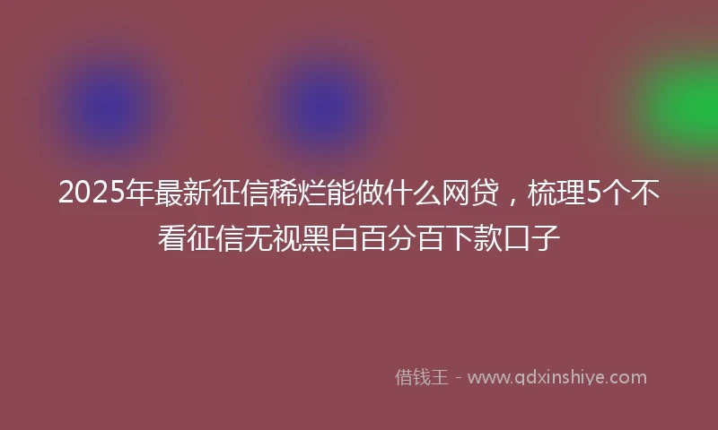 2025年最新征信稀烂能做什么网贷，梳理5个不看征信无视黑白百分百下款口子