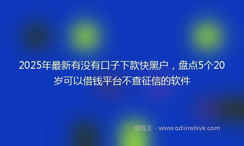 2025年最新有没有口子下款快黑户，盘点5个20岁可以借钱平台不查征信的软件