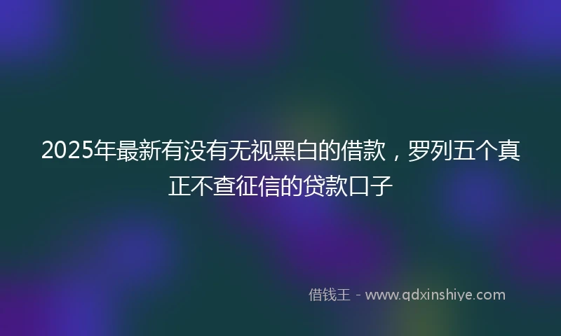 2025年最新有没有无视黑白的借款，罗列五个真正不查征信的贷款口子