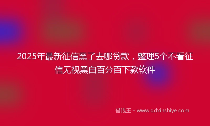 2025年最新征信黑了去哪贷款，整理5个不看征信无视黑白百分百下款软件