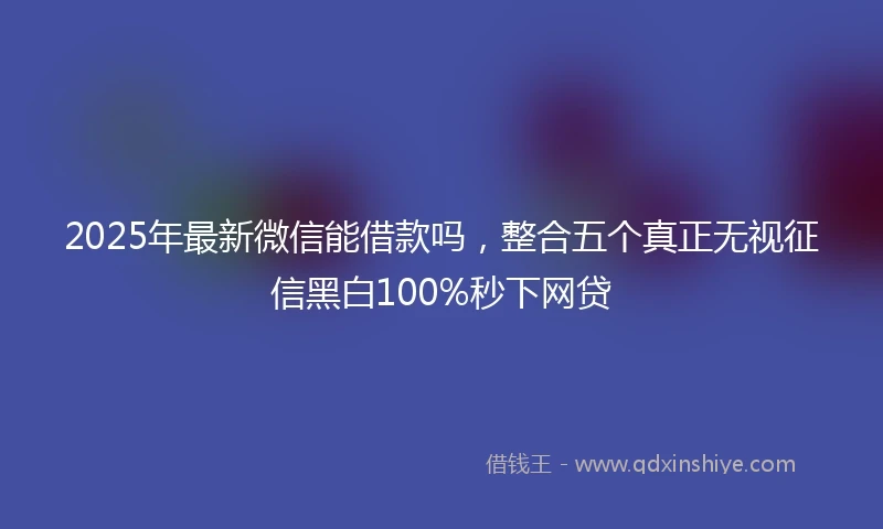 2025年最新微信能借款吗，整合五个真正无视征信黑白100%秒下网贷